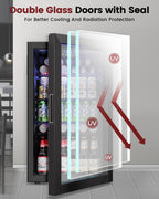 Feelfunn 2.6CuFt Beverage Refrigerator, 95 Can Mini Fridge with Glass Door