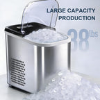 38lbs Per Day Countertop Ice Maker, 9 Ice Cubes in 3.5 Minutes, Self-Cleaning Portable Ice Machine with 2 Bullet Sizes for Kitchen, Camping, RV, and Party
