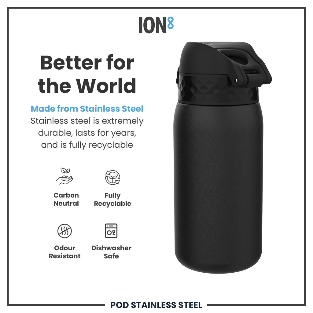 ION8 Lightweight Steel Kids Water Bottle, 400ml/13oz, Purple Unicorns