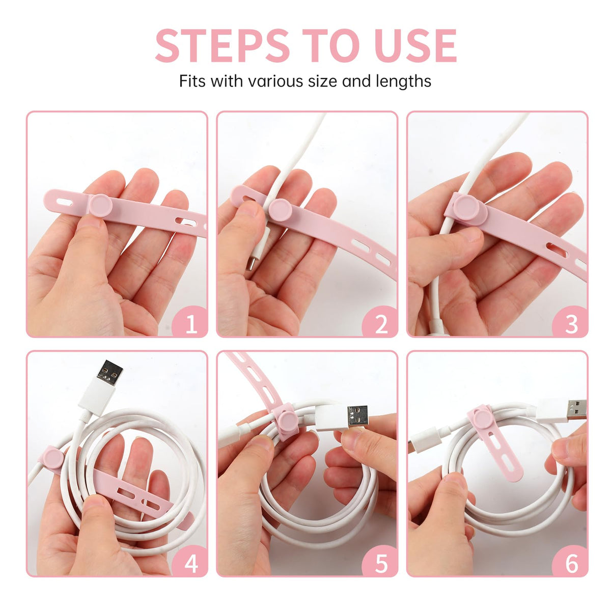 Oligei 25 Pcs Silicone Cable Ties, Cable Ties Reusable, High Elasticity Cord Wraps for Electrical Cords, Cord Organizer for Earphone, Phone Charger(Blue)