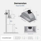 VIKIO HOME 30 Inch Range Hood Insert, 980 CFM, Dual-Intake, Gesture & Touch