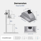 VIKIO HOME 30 Inch Range Hood Insert, 980 CFM, Dual-Intake, Gesture & Touch