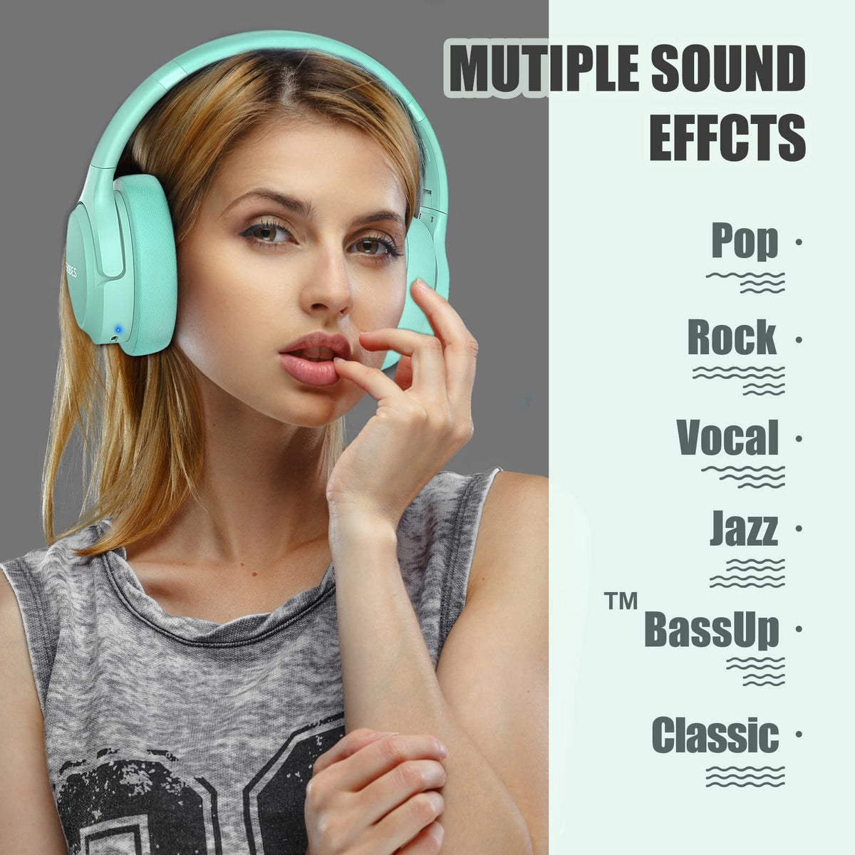 BERIBES Bluetooth Headphones Over Ear Wireless HiFi Stereo Headsets 65H 6EQ