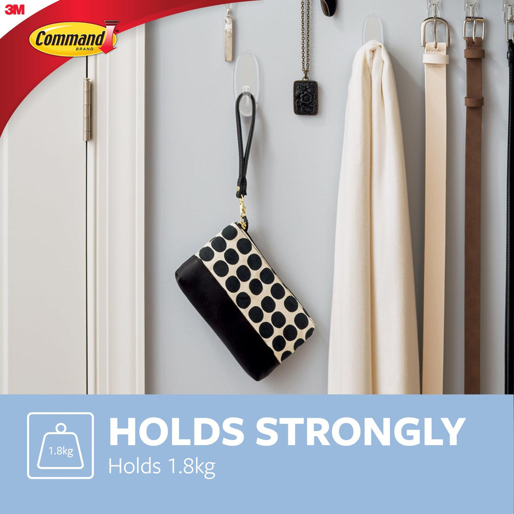 Command Medium Hooks, Clear, 2 Hooks and 4 Adhesive Strips