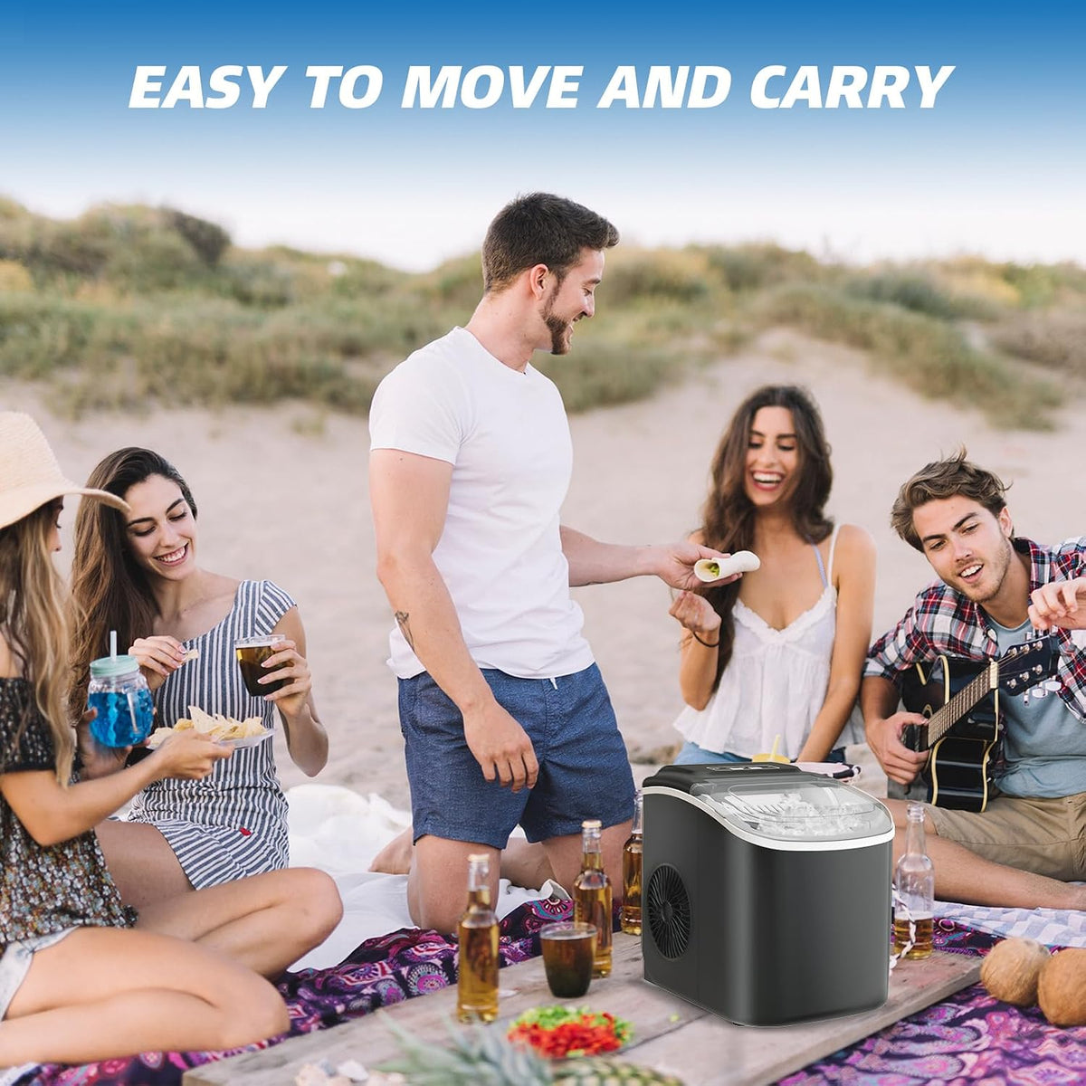 26LBS Per Day Portable Countertop Ice Maker, Self-Cleaning