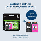 302XL Ink Cartridges Replacement for HP 302 302XL Ink 1Black 1Tri-Colour