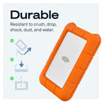 LaCie 5TB Rugged Portable Hard Drive | USB-C (STFR5000800)