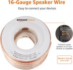 Amazon Basics 16-Gauge Speaker Wire Cable, Polarity Marked, 50 feet, Transparent