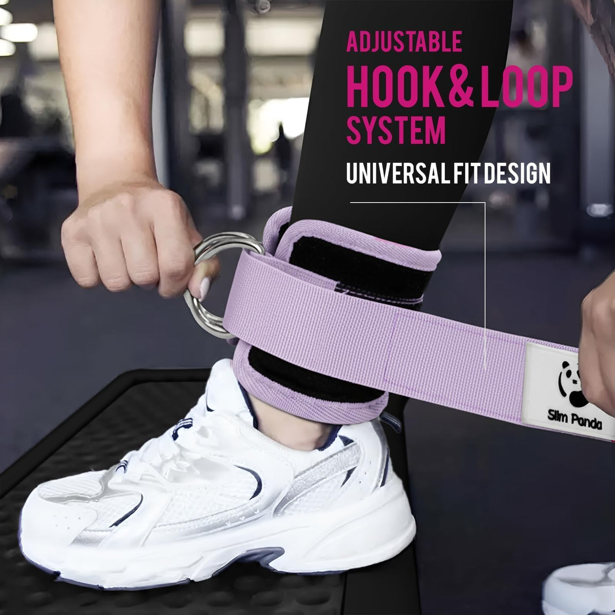 Slim Panda Ankle Straps for Cable Machines, Cable Kickback Ankle Cuffs