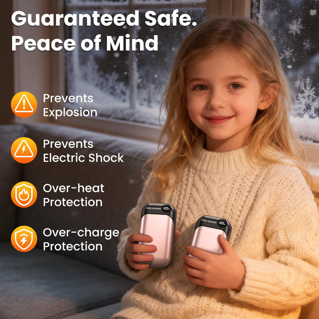 Hand Warmers, 2 Pack Magnetic Electric Handwarmer, 6000mAh USB Hand Warmers Rechargeable, 4 Heat Settings, LED Digital Display, Suitable for Outdoor Indoor - Hunt, Camp, Golf or Gift Giving