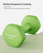 SONGMICS Hex Neoprene Dumbbells, 1/2/3/4/5KG Pair Weights for Fitness Training