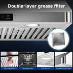AMZCHEF 30" Under Cabinet Range Hood, 750CFM Stainless Steel Vent Hood
