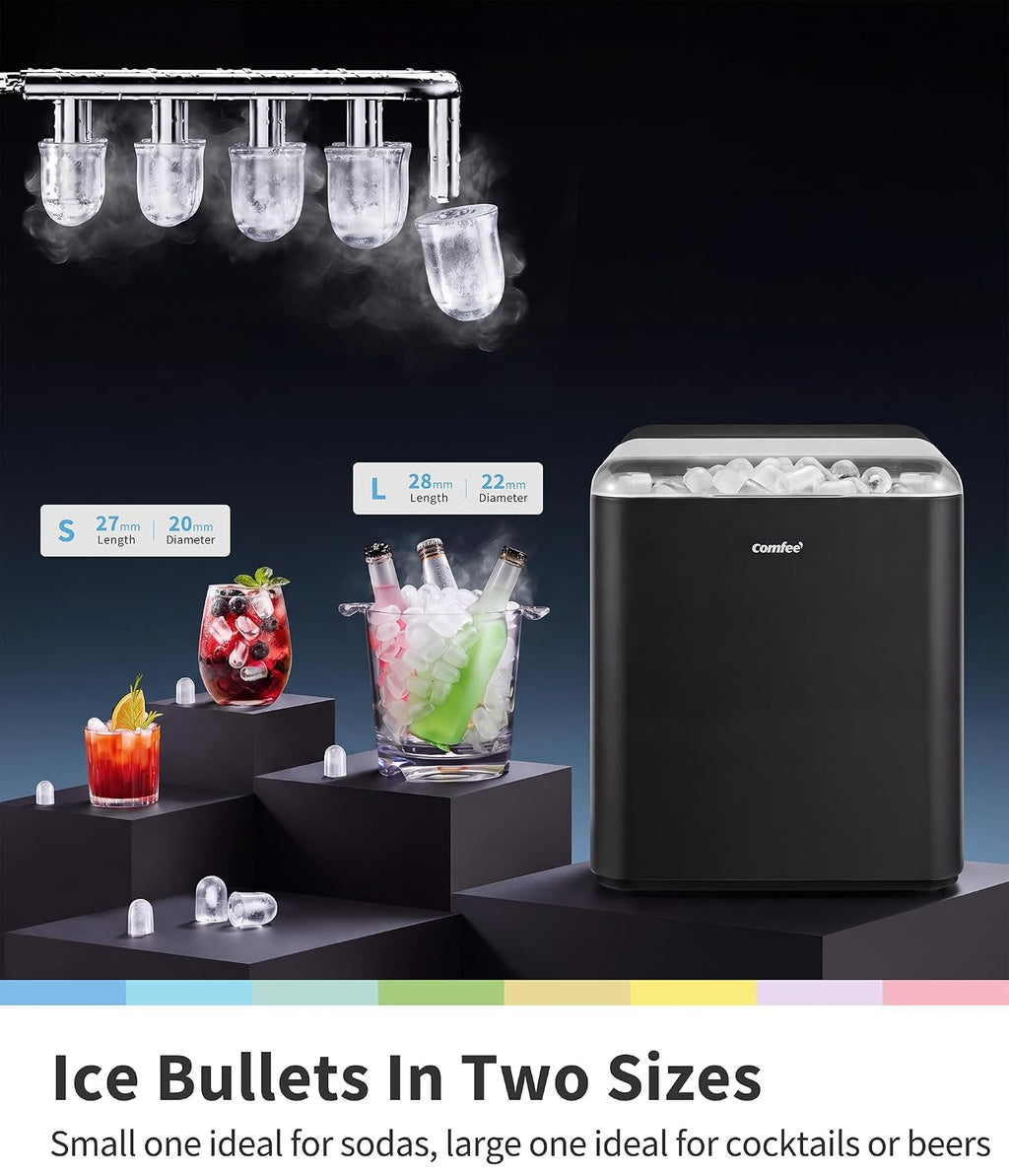 Comfee 33lbs Countertop Bullet Ice Maker, Self-Cleaning, with Ice Scoop