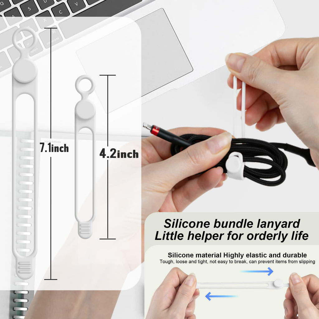 24Pcs Silicone Cable Ties, Cord Organizer Cable Management-Multi