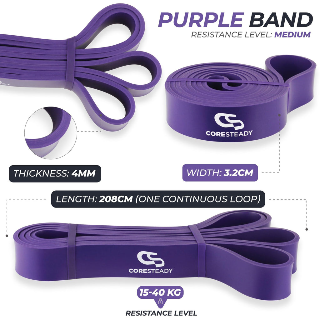 Coresteady Pull Up Bands & Resistance Bands - Heavy Duty Loop Band for Men & Women - Build Fit Power & Muscle - Training, Fitness Assist Pull Ups & Gym Exercise