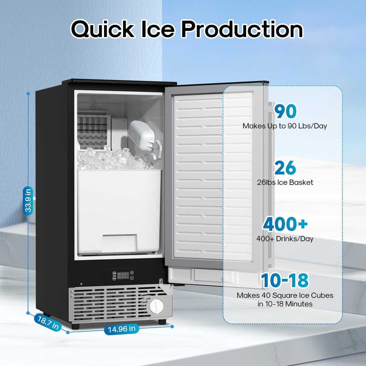 ICEPURE Nugget Ice Makers Countertop with App, Portable Ice Machine