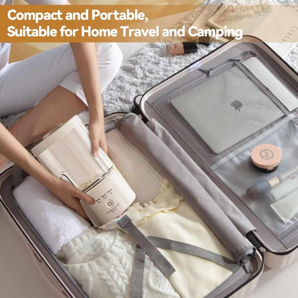 Portable Mini Washing Machine, Rechargeable Underwear Washing Machine Makeup Brush Cleaner Machine Small Clothes Mini Washer for Home, Hotel, Travel and Camping (Cream)