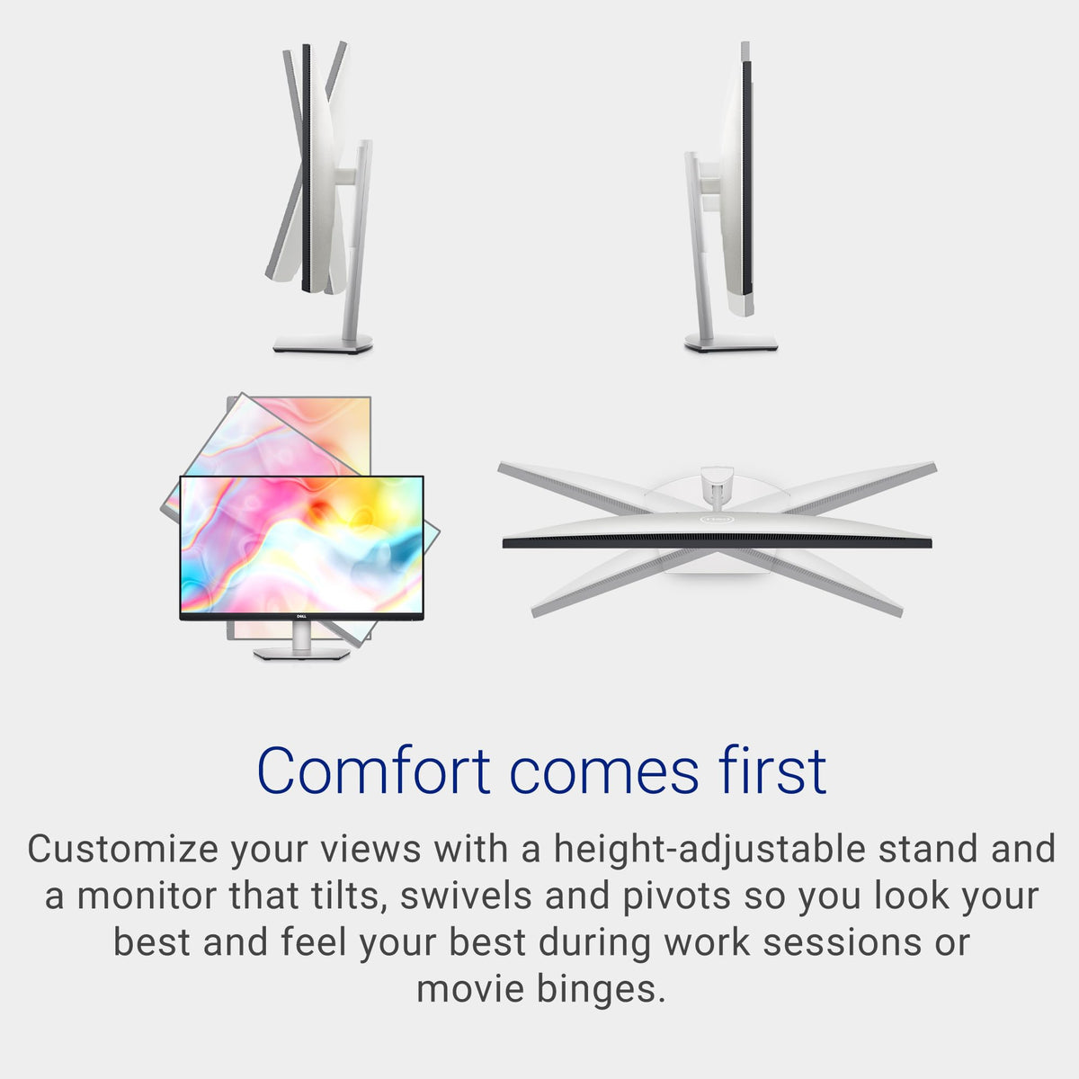 Dell 27 Plus QHD Monitor - S2725DSM - 27-inch QHD (2560x1440) 144Hz 1ms Display, 2 x 3W Speakers, HDMI/DisplayPort 1.4 Connectivity, Height/Tilt/Pivot/Swivel Adjustability, AMD FreeSync - Ash White