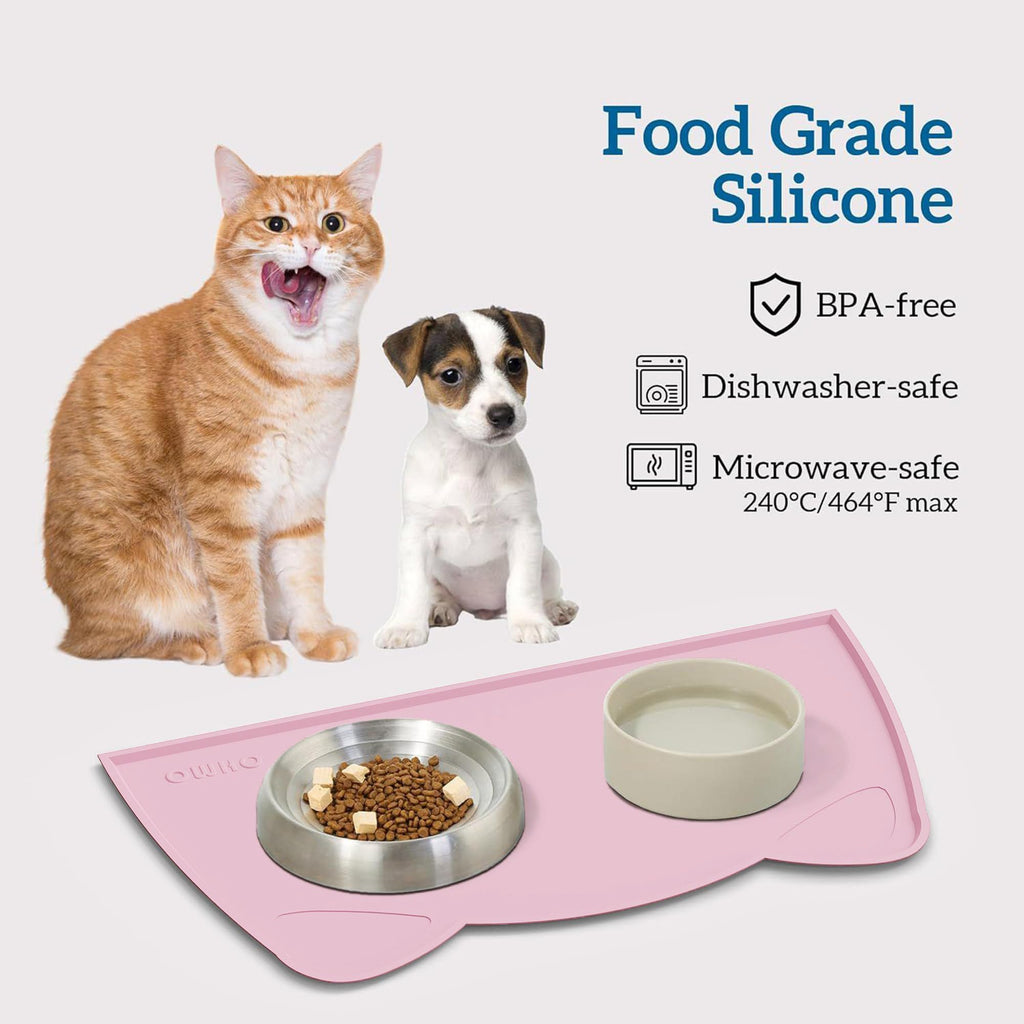 OHMO Silicone Cat Food Mat for Food&Water Bowls, 46x25cm, Honey