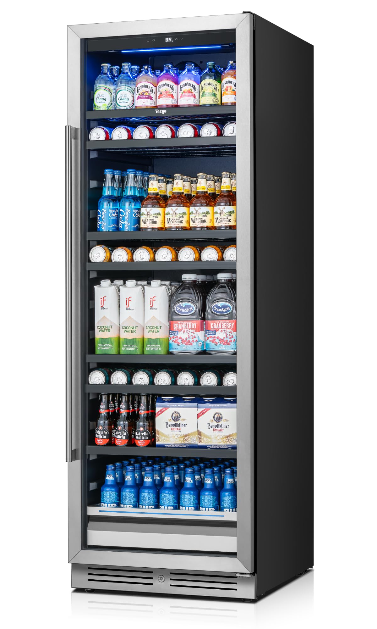 Yeego 12 Inch Beverage Refrigerator – 60 Cans Drink Fridge (Right-Hinged)