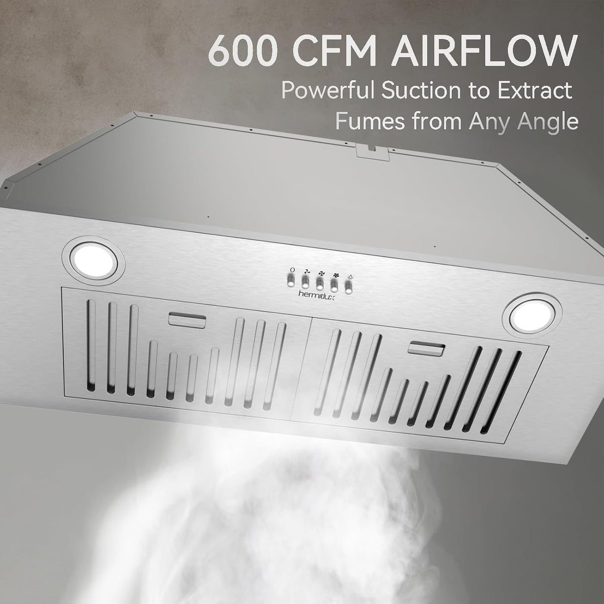 Hermitlux 30″ Built in/Insert Range Hood, 600 CFM Stainless Steel Vent Hood