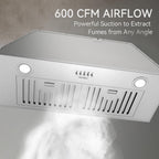 Hermitlux 30″ Built in/Insert Range Hood, 600 CFM Stainless Steel Vent Hood