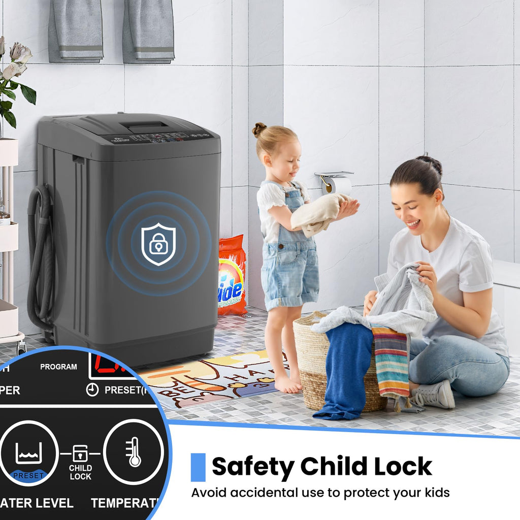 Nictemaw 2.8 Cu.ft. Portable Washer with Drain Pump, 20 lbs Capacity