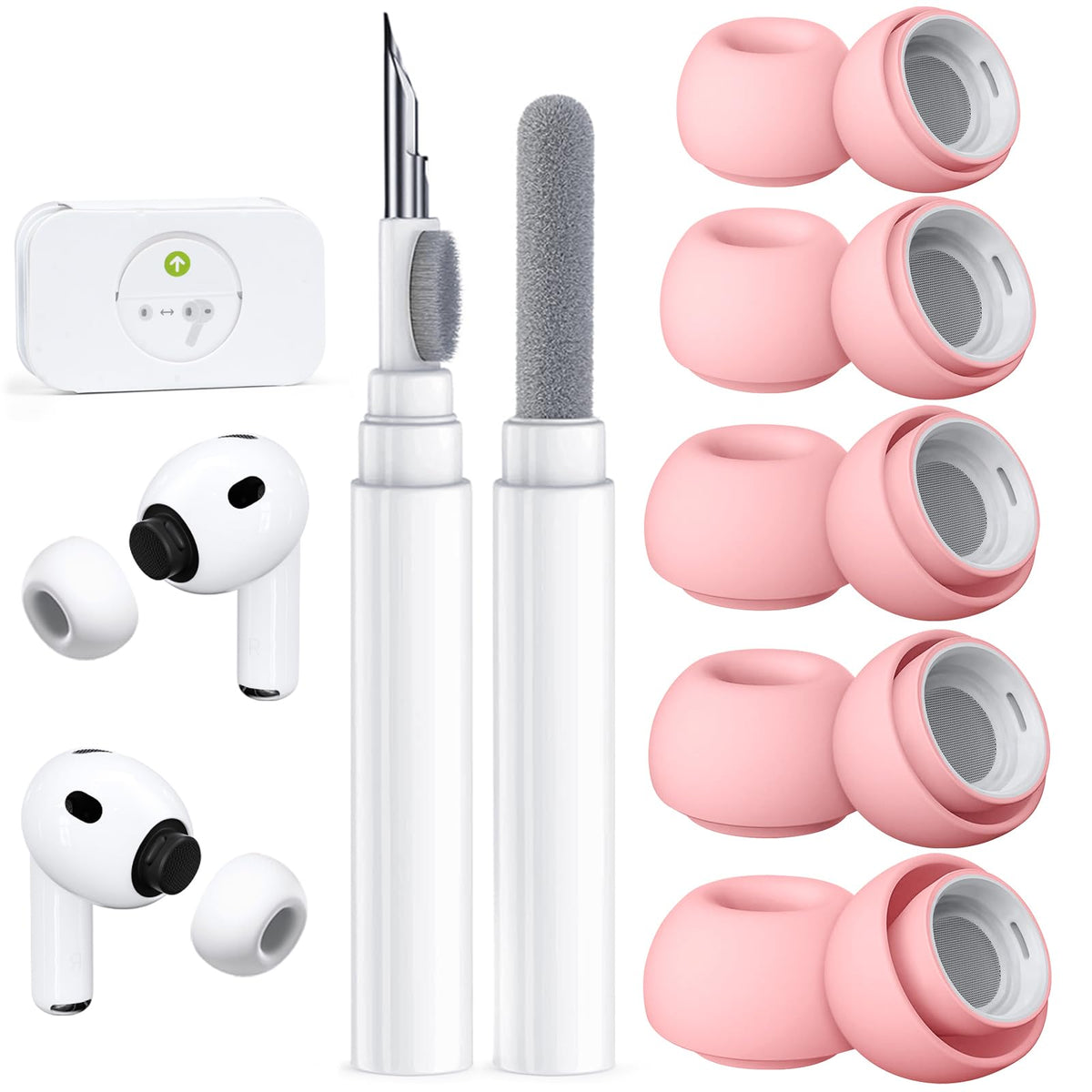 5 Pairs Replacement Ear Tips for AirPods Pro 3 (White)