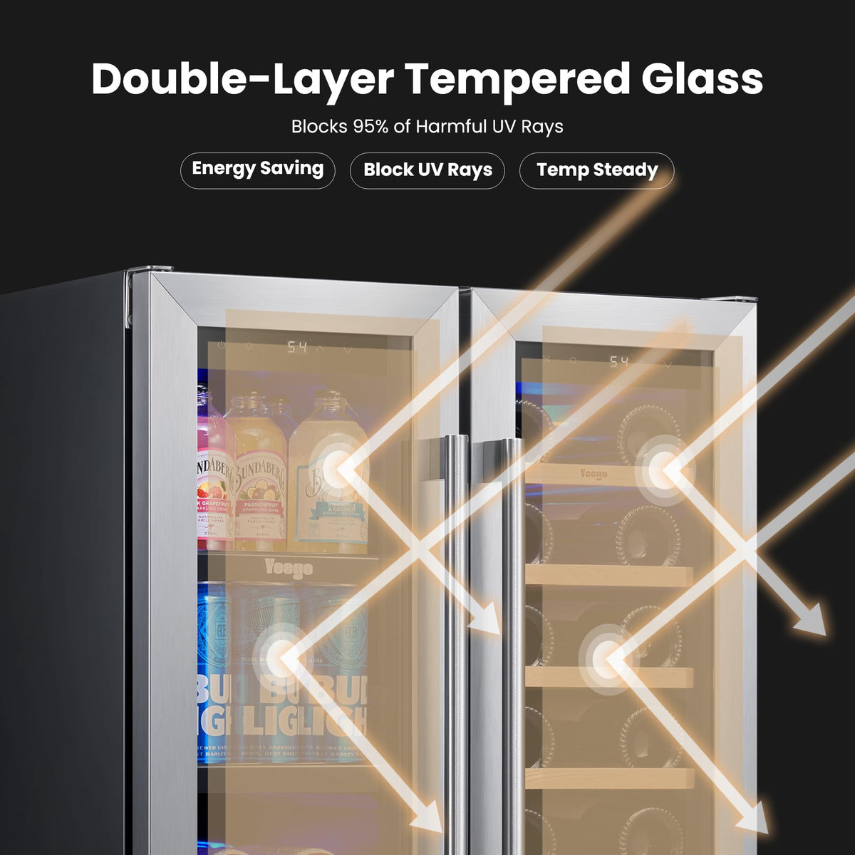 Yeego Beverage Refrigerator - 24 inch 180 Cans Beer Cooler with Glass Door