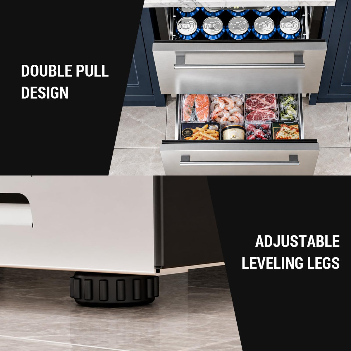 Antarctic Star 18L Mini Fridge Cooler 24Can, Beverage Refrigerator with Quiet Compressor, LED Light,Freestanding Small Fridge with Electronic Temperature Control for Home and Bar(40-61 ℉)