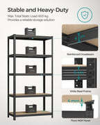 SONGMICS 5-Tier Heavy-Duty Shelving Units, Set of 2, Boltless Assembly