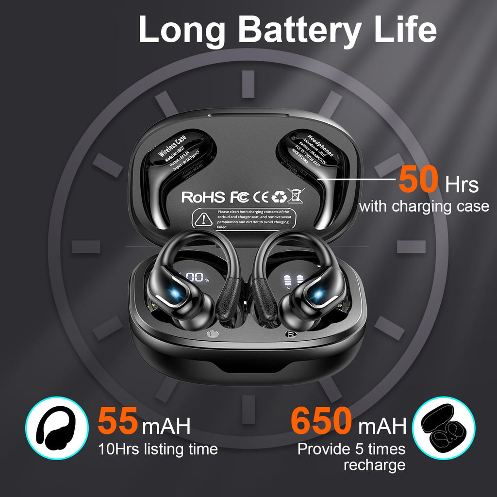 Wireless Earbuds Sports, 75Hrs Bluetooth 5.4 Headphones, Bass Hi-Fi Stereo