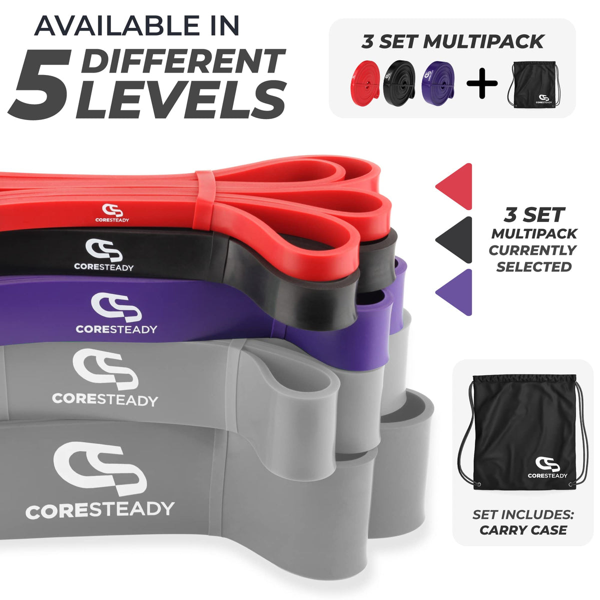 Coresteady Pull Up Bands & Resistance Bands - Heavy Duty Loop Band for Men & Women - Build Fit Power & Muscle - Training, Fitness Assist Pull Ups & Gym Exercise