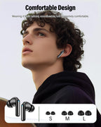 Wireless Earbuds, Bluetooth 5.4 Headphones Bass Stereo/Clear Calls, White