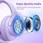Botesty Sound Headphones Wired with Mic for School, 3.5mm Plug in, Purple