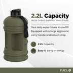 Fuel24 Jug - 2.2 Litre Water Bottle - Extra Strong Flex Material - Drop Proof, Pop or Straw Cap Options - 2.2L Large Gym Sports Bottle, BPA FREE