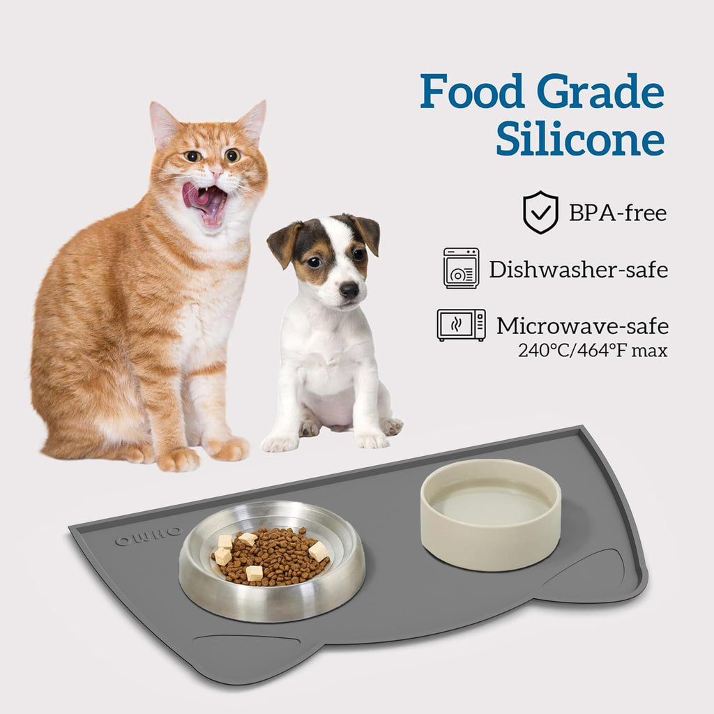 OHMO Silicone Cat Food Mat for Food&Water Bowls, 46x25cm, Honey