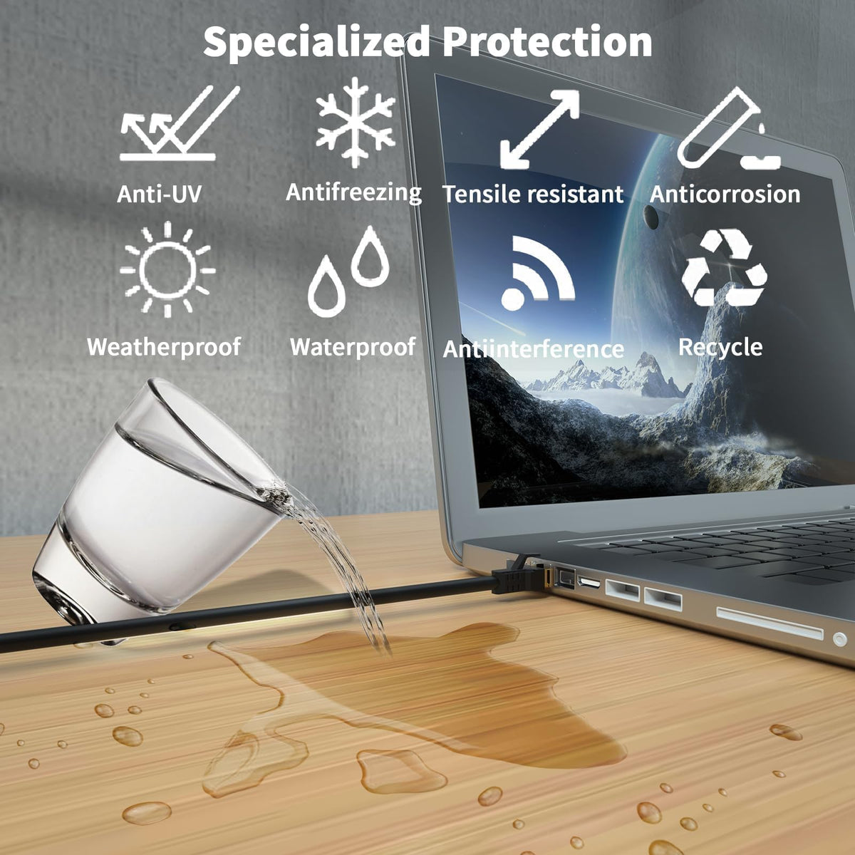 Cat 8 Ethernet Cable 20M, High Speed 40Gbps 2000Mhz Internet Cable, Lan Cable with Gold Plated RJ45 Connector,Weatherproof Outdoor&Indoor,for/PC/Modem/Router/Gaming, Faster Than Cat7/Cat6/Cat5