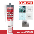 EVO-STIK Multipurpose Silicone Sealant White - Waterproof & Mould Resistant