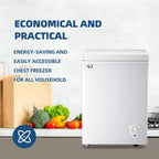 Chest Freezer 3.5 Cu.Ft Small Deep Freezer Top Door Mini Freezer with Removable Basket, Low Noise, 7 Adjustable Temperature and Energy Saving Perfect for Home Garage Basement Dorm or Apartment