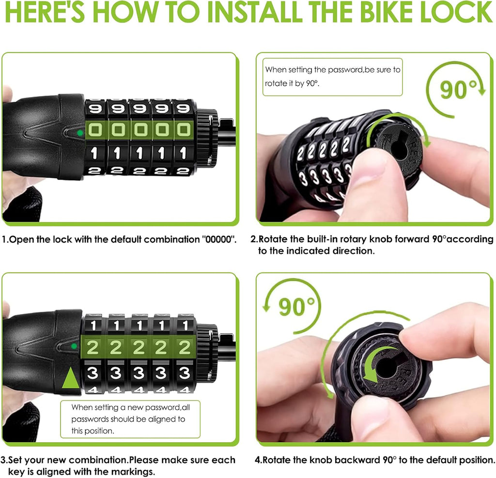 SPGOOD Bike Lock with Combination, Bicycle Lock with Chain(Camouflage)