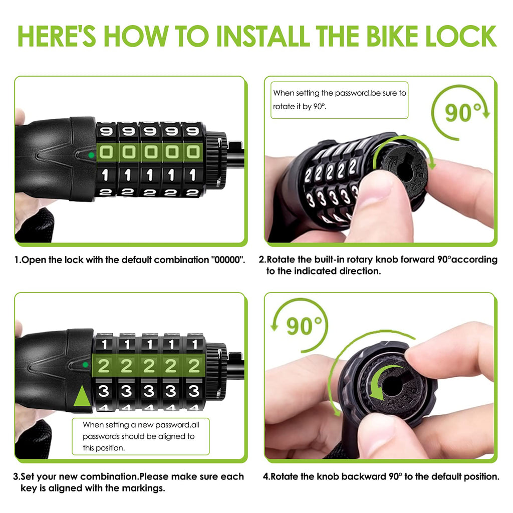 SPGOOD Bike Lock with Combination, Bicycle Lock with Chain(Camouflage)