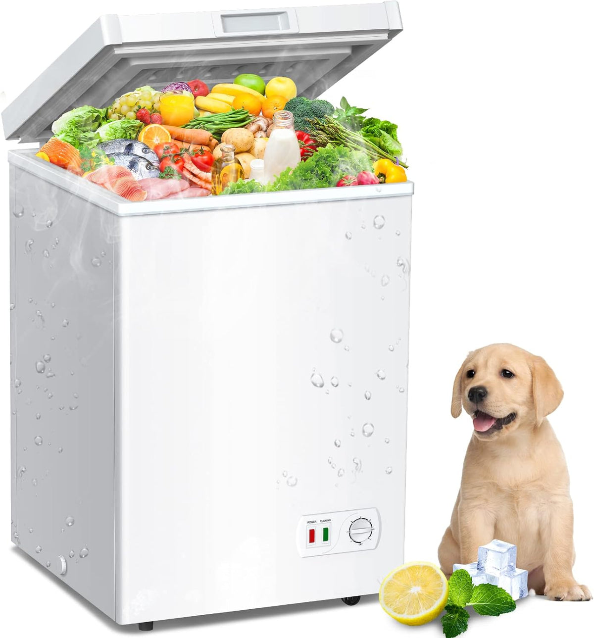 4.0 Cu.Ft Chest Freezer - 7-Temp Adjustable Deep Freezer, Ultra Quiet, Energy Saving, Removable Basket, Compact Small Deep Freezer for Apartments/Garage/Office/Kitchen, Gray