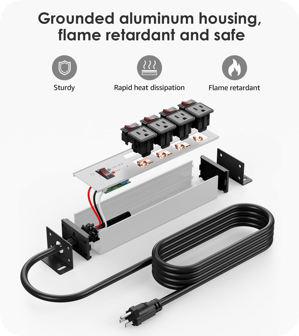 CCCEI 12 Gauge Heavy Duty Surge Protector, Black, 6FT, 1