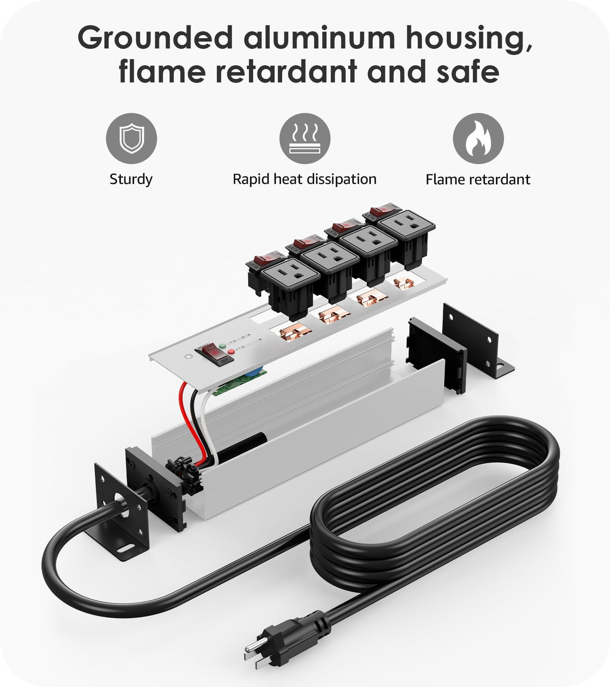 CCCEI 12 Gauge Heavy Duty Surge Protector, Black, 6FT, 1