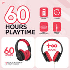 JoySpark Kids Bluetooth Headphones Over-Ear, 60Hrs, Built-in Mic-Purple