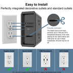 Multi Plug Wall Outlet Surge Protector with 6-Outlet & 4 USB Ports(2USB-C)