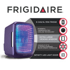 Frigidaire Gaming Light Up Mini Beverage Refrigerator, 6 can, 4 liters, Cooler with large see through door and LED lights Perfect for Gaming Experience, Home, Office, or Cars.12V Charger (Blue)