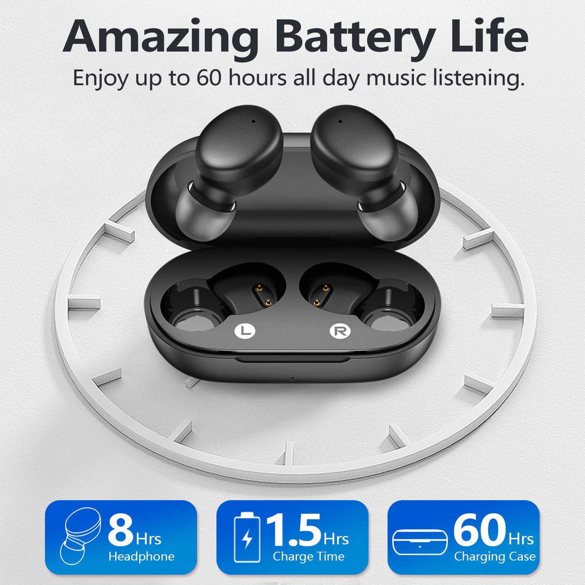 MOZOTER Mini Wireless Earbuds Bluetooth 5.3 in Ear Headphones Headsets