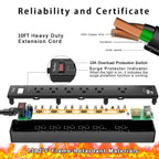 Yintar 6Ft Surge Protector Power Strip with 8 Outlets and 4 USB Ports